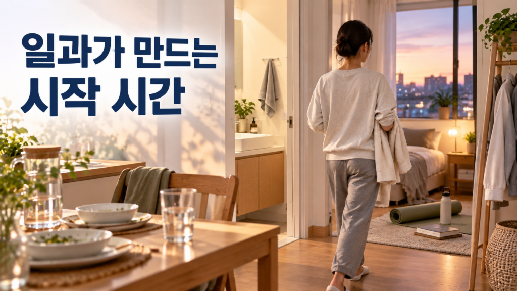 반복되는 일과가 행동 시작 시간을 자연스럽게 고정하는 원리 2 반복되는 저녁 일과가 이어지며 다음 행동의 시작 시간이 자연스럽게 형성되는 생활 장면